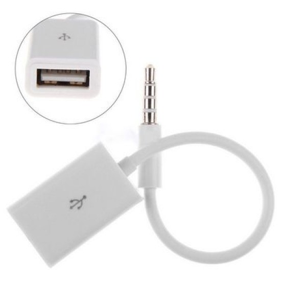 ΜΕΤΑΤΡΟΠΕΑΣ USB  θηλυκό σε 3.5mm αρσενικό καλώδιο λευκό 