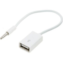 ΜΕΤΑΤΡΟΠΕΑΣ USB  θηλυκό σε 3.5mm αρσενικό καλώδιο λευκό 
