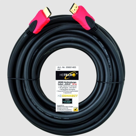 Επιχρυσωμένο καλώδιο HDMI Heitech High Speed 10m