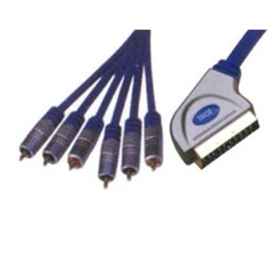 ΚΑΛΩΔΙΟ SCART-6RCA ΝΙΚΕΛ 1,5m AUDIO/VIDEO LEAD