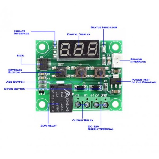 Ψηφιακό Θερμόμετρο με θερμοστάτη NTC -50 - +110°C 12v Dc
