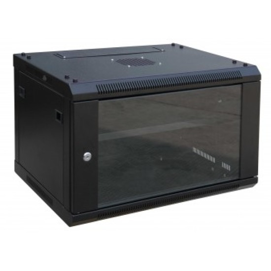 RACK - KΑΜΠΙΝΑ ΕΠΙΤΟΙΧΙΑ ΜΕ ΓΥΑΛΙΝΗ ΠΟΡΤΑ 19'' 9U (600X450X505)